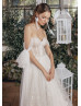 Tie Straps Ivory Lace Tulle Wedding Dress